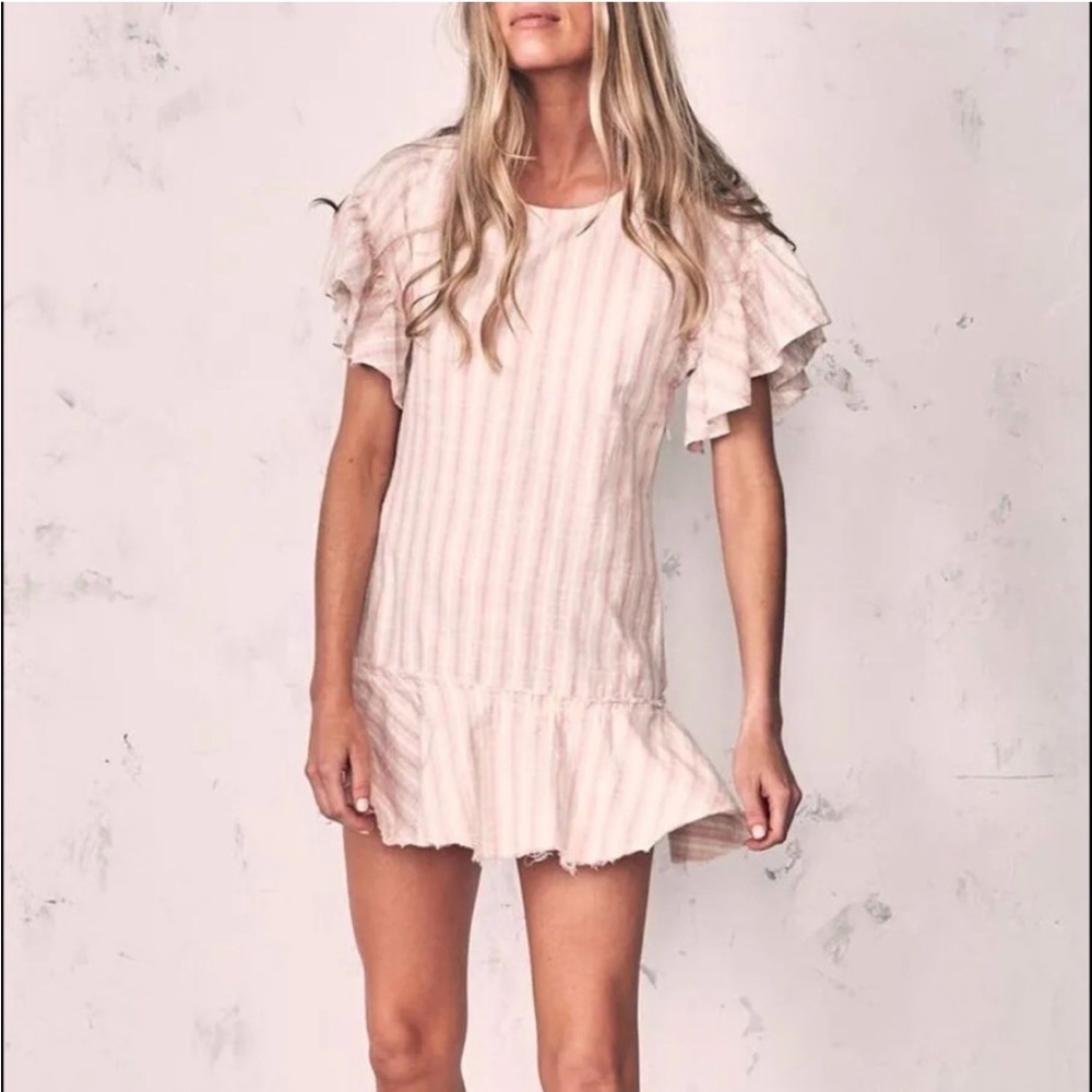 Love Shack Fancy Cara Dress Tan/Pink